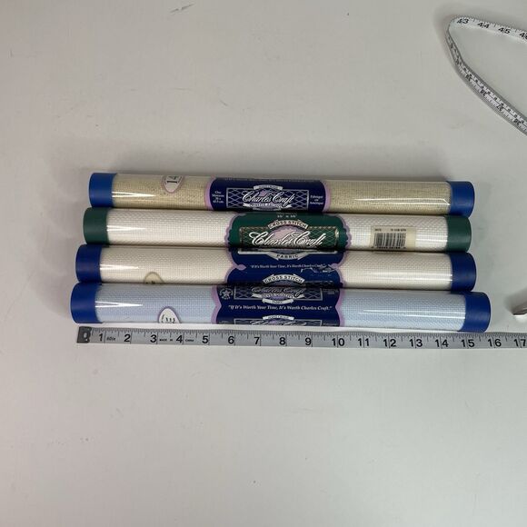 Vintage Charles Craft Cross Stitch Fabric, 15”x18” Lot Of 4 Brand New - Picture 4 of 4